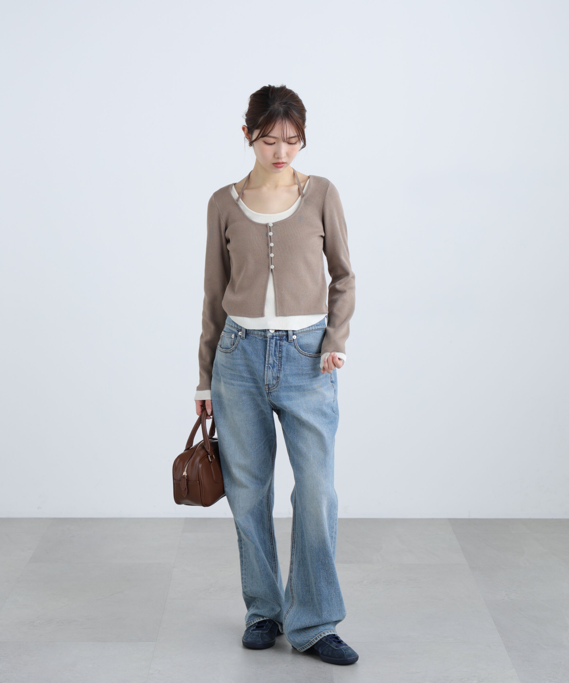  「キャミレイヤードクルーネックニット」|ニット・セーター|