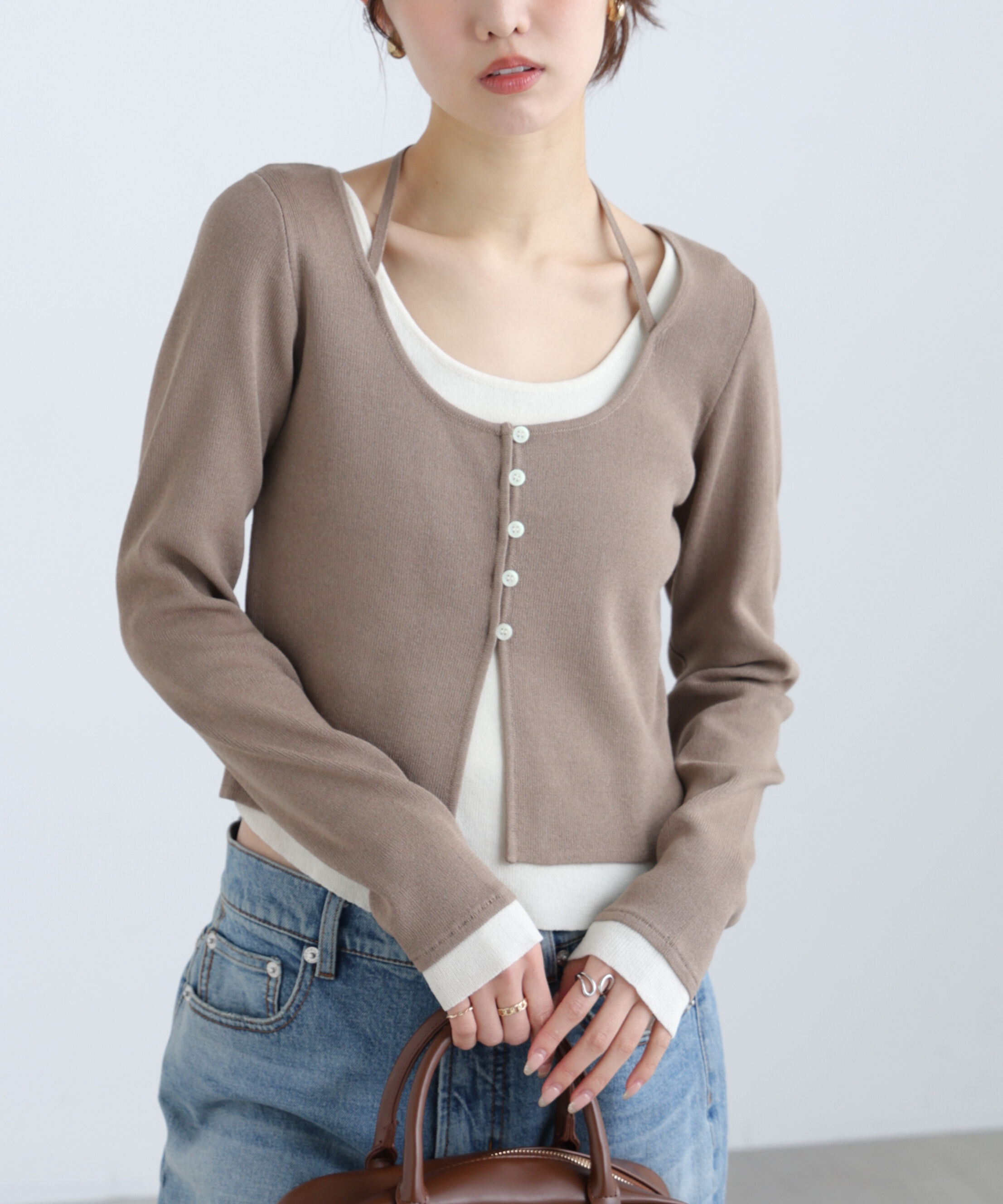  「キャミレイヤードクルーネックニット」|ニット・セーター|