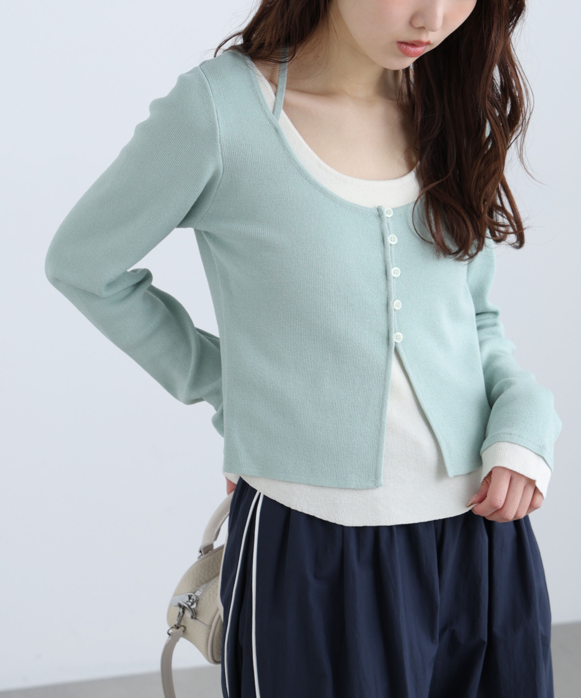  「キャミレイヤードクルーネックニット」|ニット・セーター|