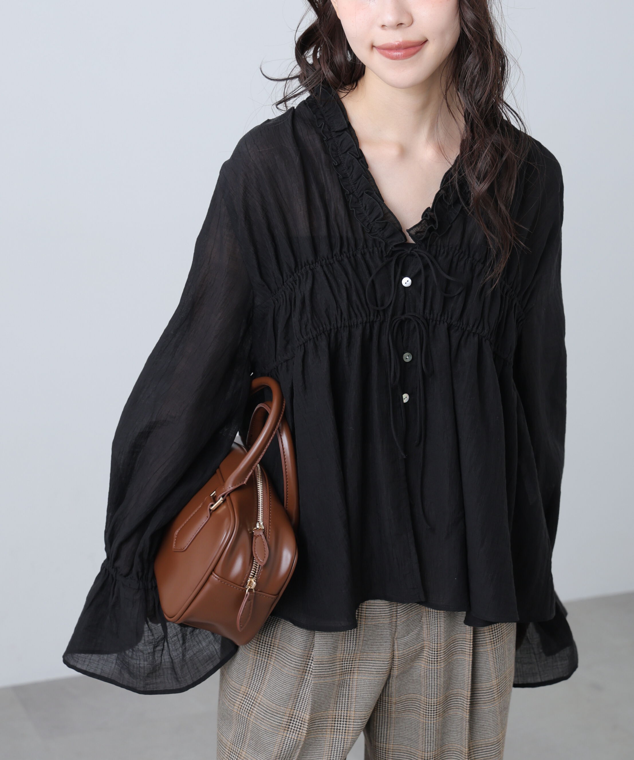  「シャーリングドロストブラウス」|シャツ・ブラウス|