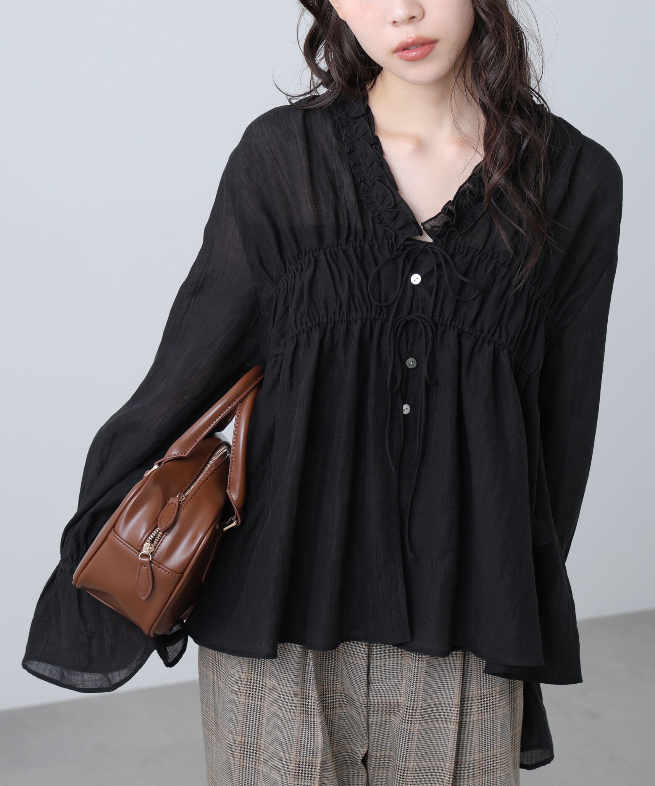  「シャーリングドロストブラウス」|シャツ・ブラウス|