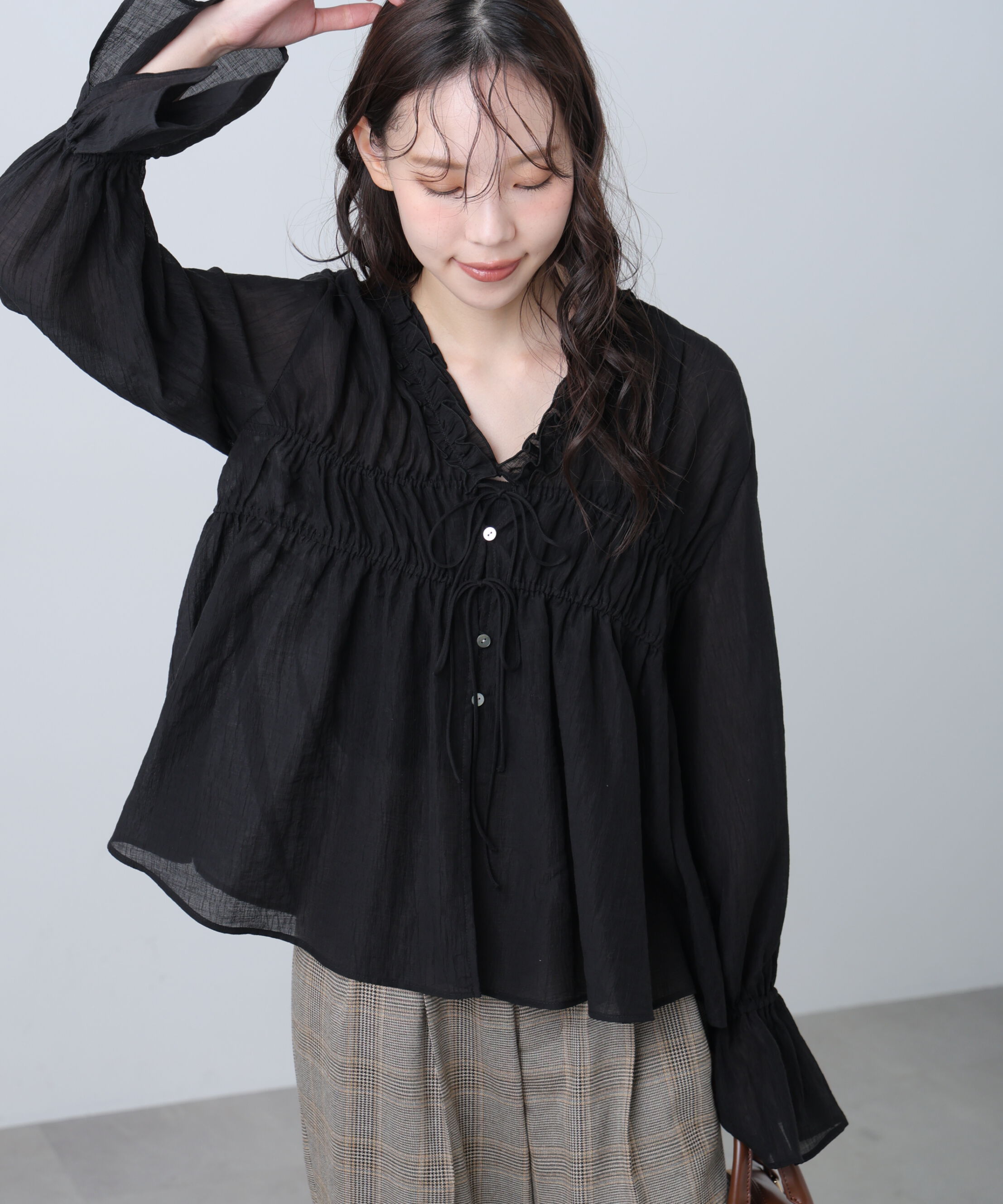  「シャーリングドロストブラウス」|シャツ・ブラウス|
