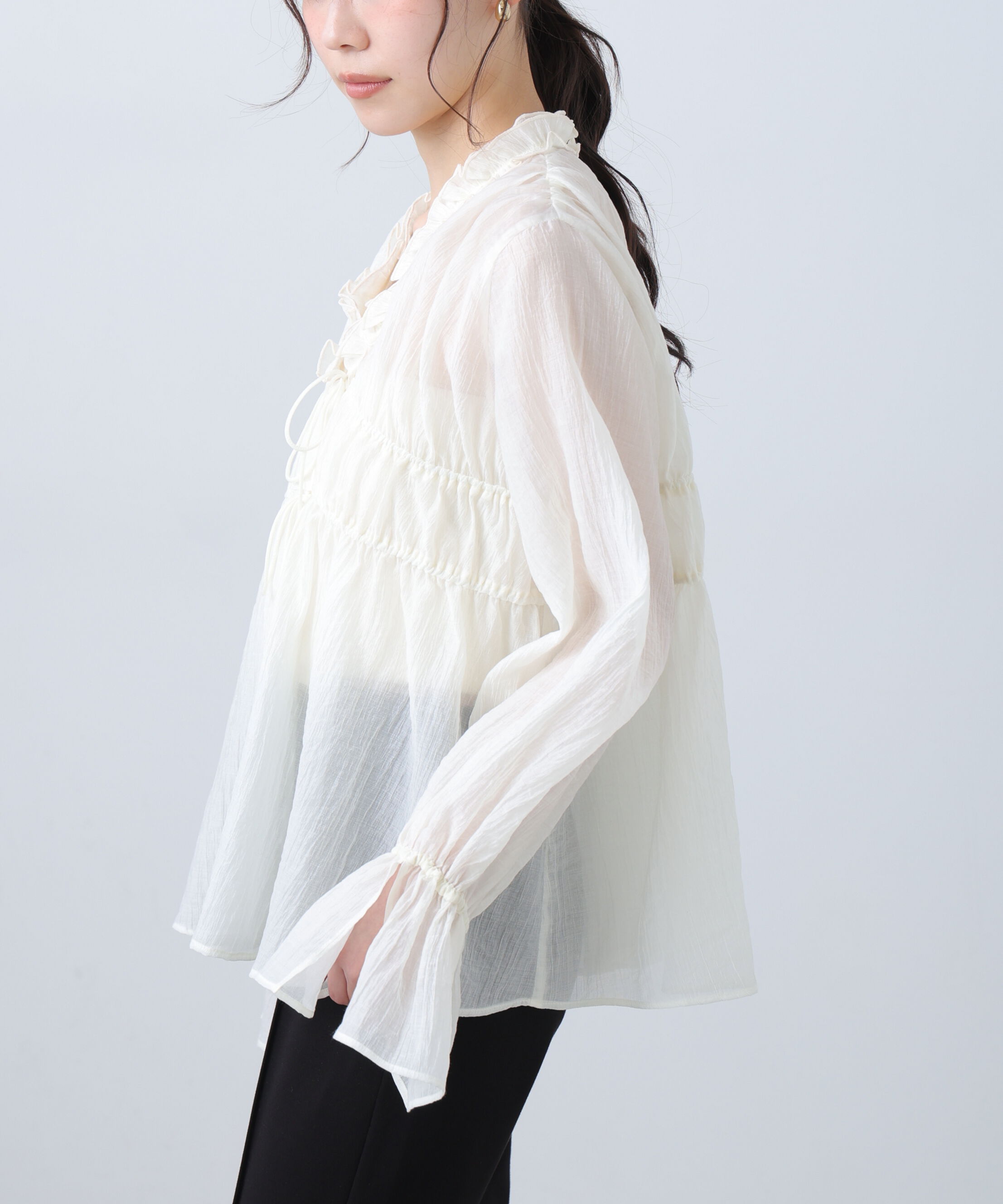  「シャーリングドロストブラウス」|シャツ・ブラウス|