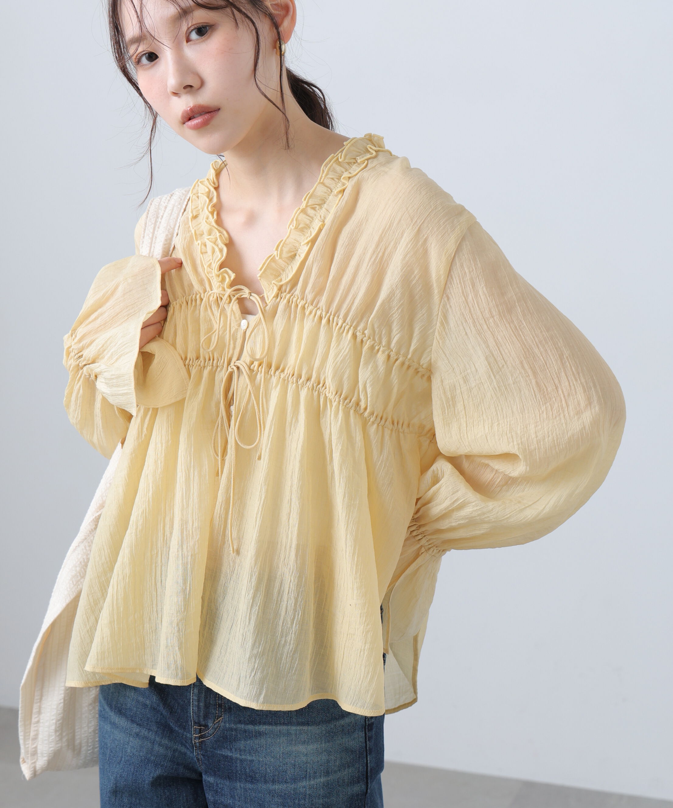  「シャーリングドロストブラウス」|シャツ・ブラウス|