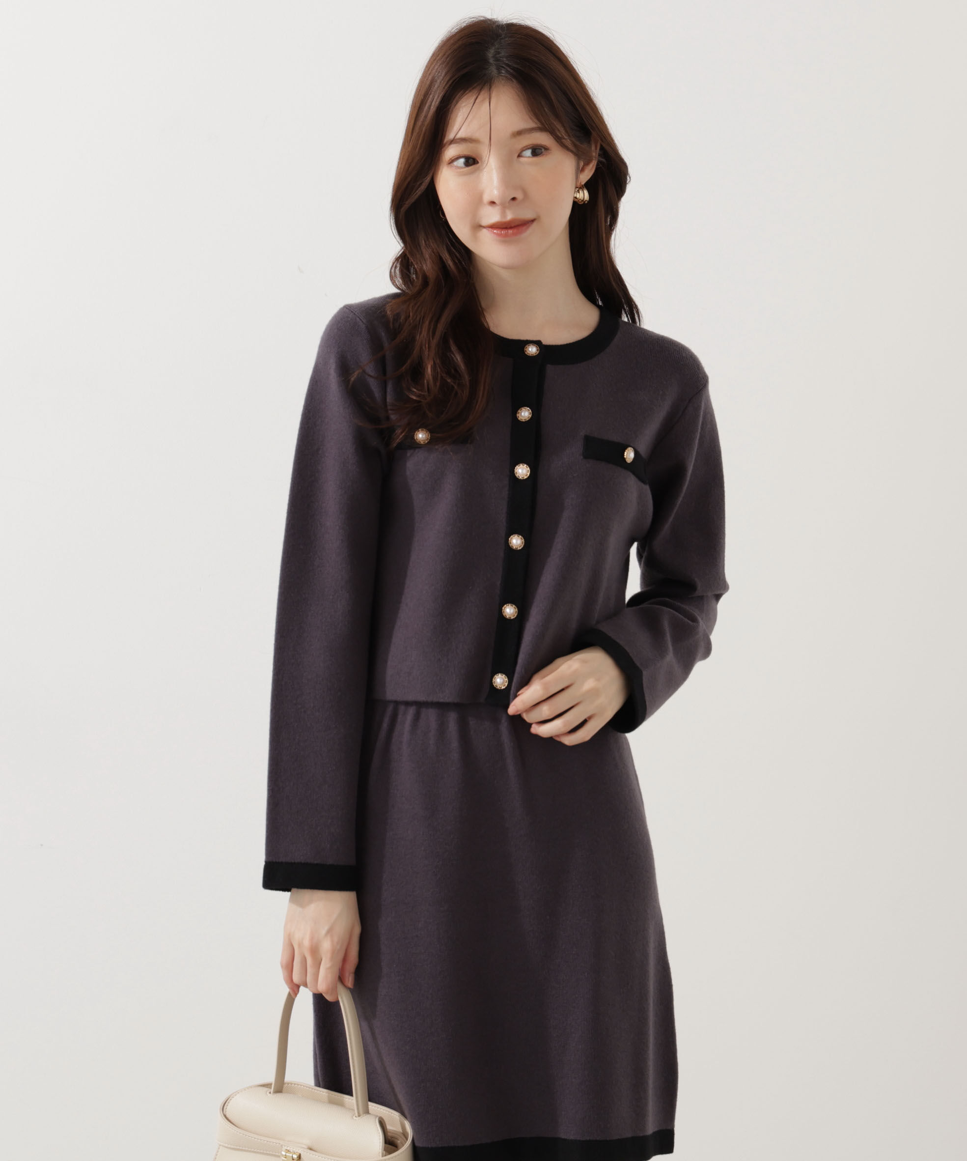 PROPORTION BODY DRESSING「ニットジャケット 25AW」|ニット・セーター|チャコール&times;  2