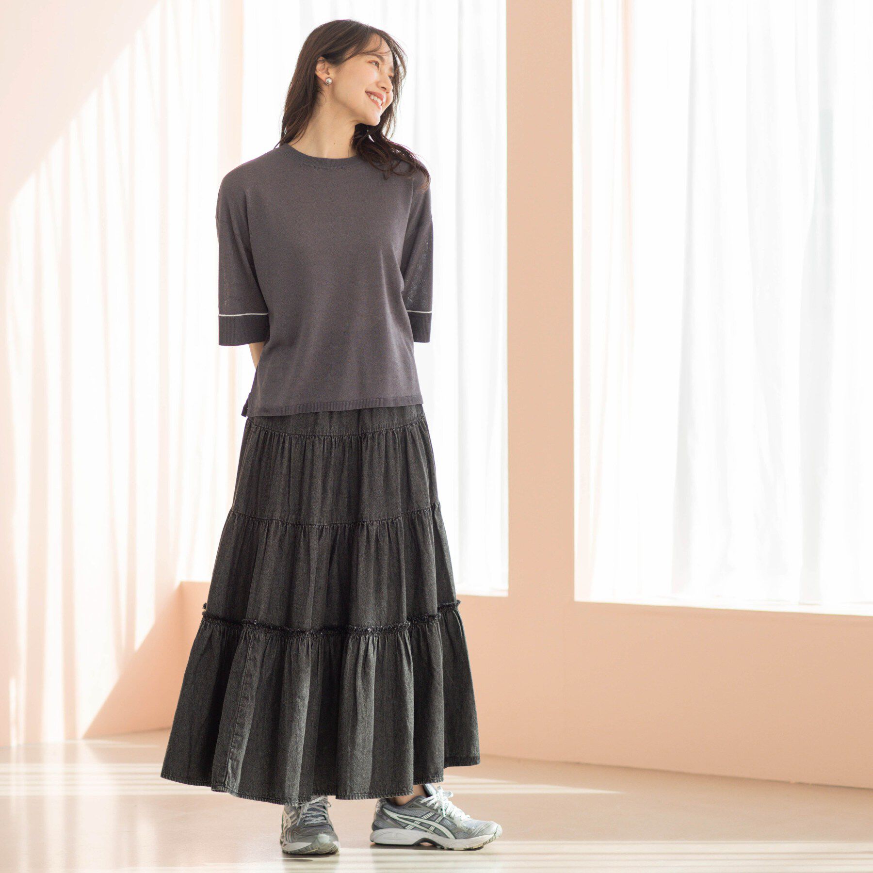 SHOO･LA･RUE「配色ラインニットTシャツ」|ニット・セーター|