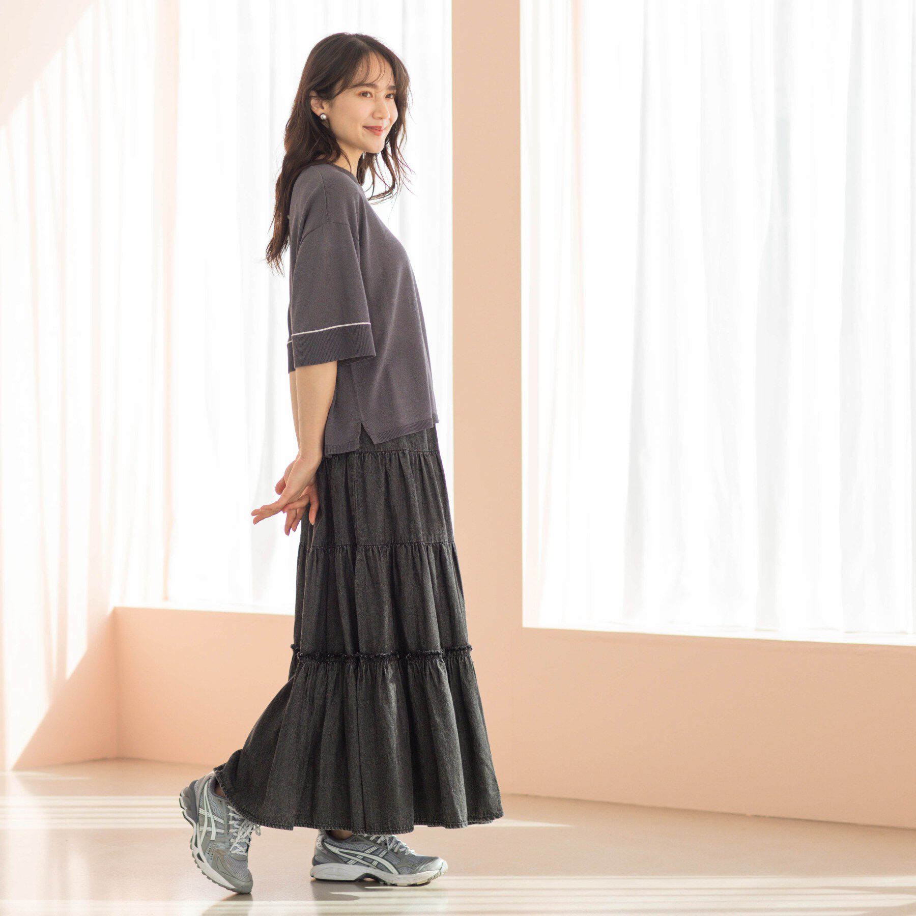 SHOO･LA･RUE「配色ラインニットTシャツ」|ニット・セーター|