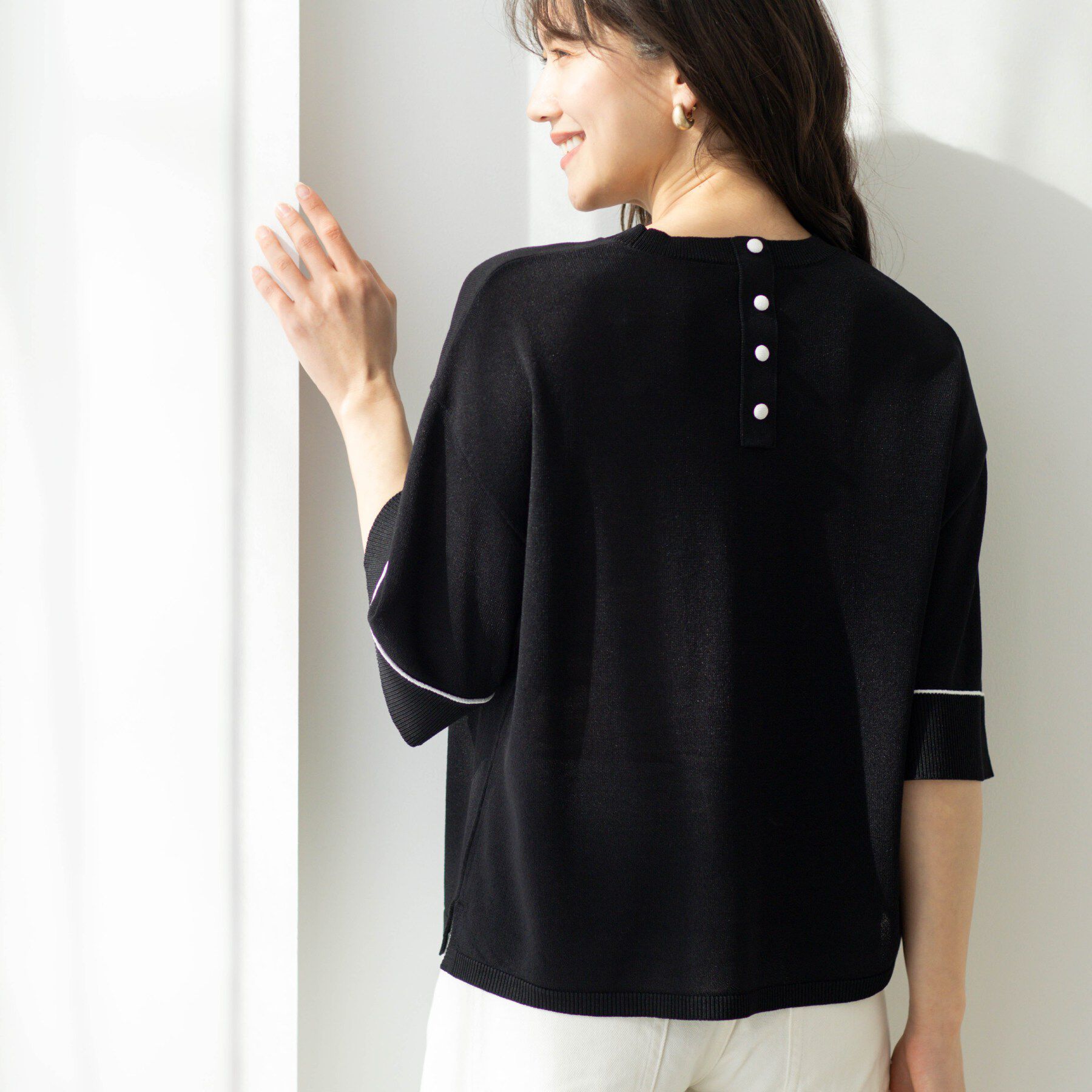 SHOO･LA･RUE「配色ラインニットTシャツ」|ニット・セーター|