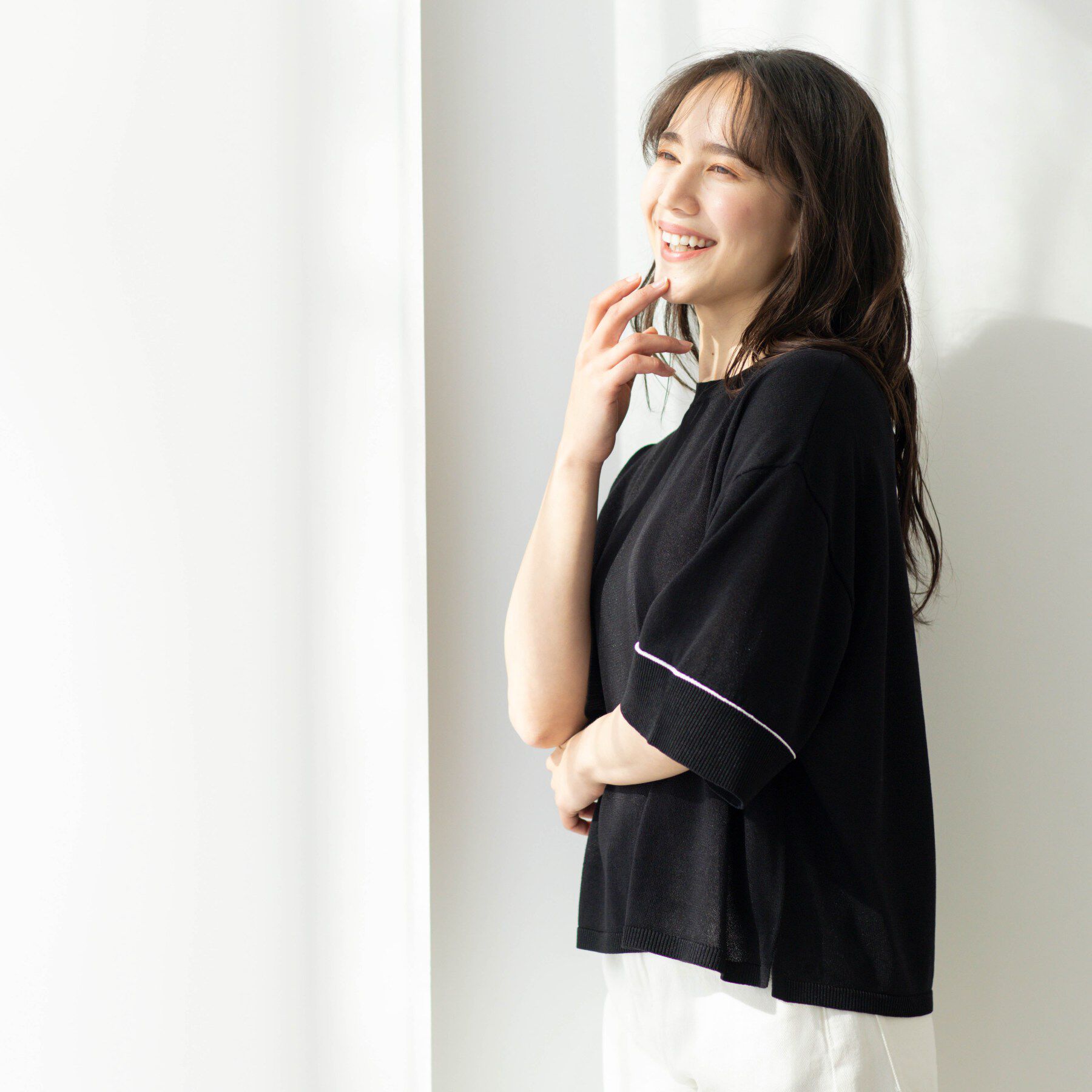 SHOO･LA･RUE「配色ラインニットTシャツ」|ニット・セーター|