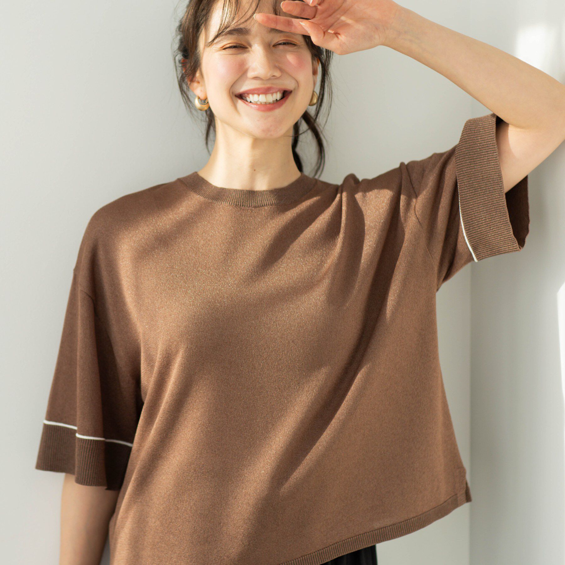 SHOO･LA･RUE「配色ラインニットTシャツ」|ニット・セーター|