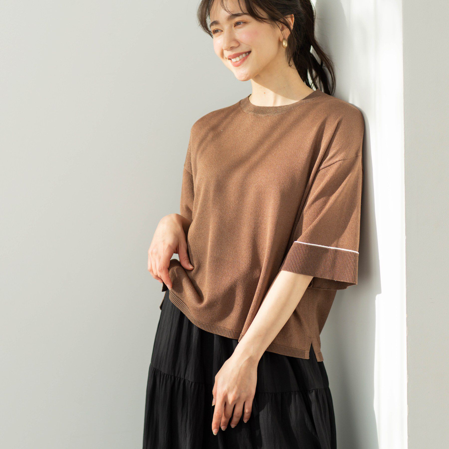 SHOO･LA･RUE「配色ラインニットTシャツ」|ニット・セーター|