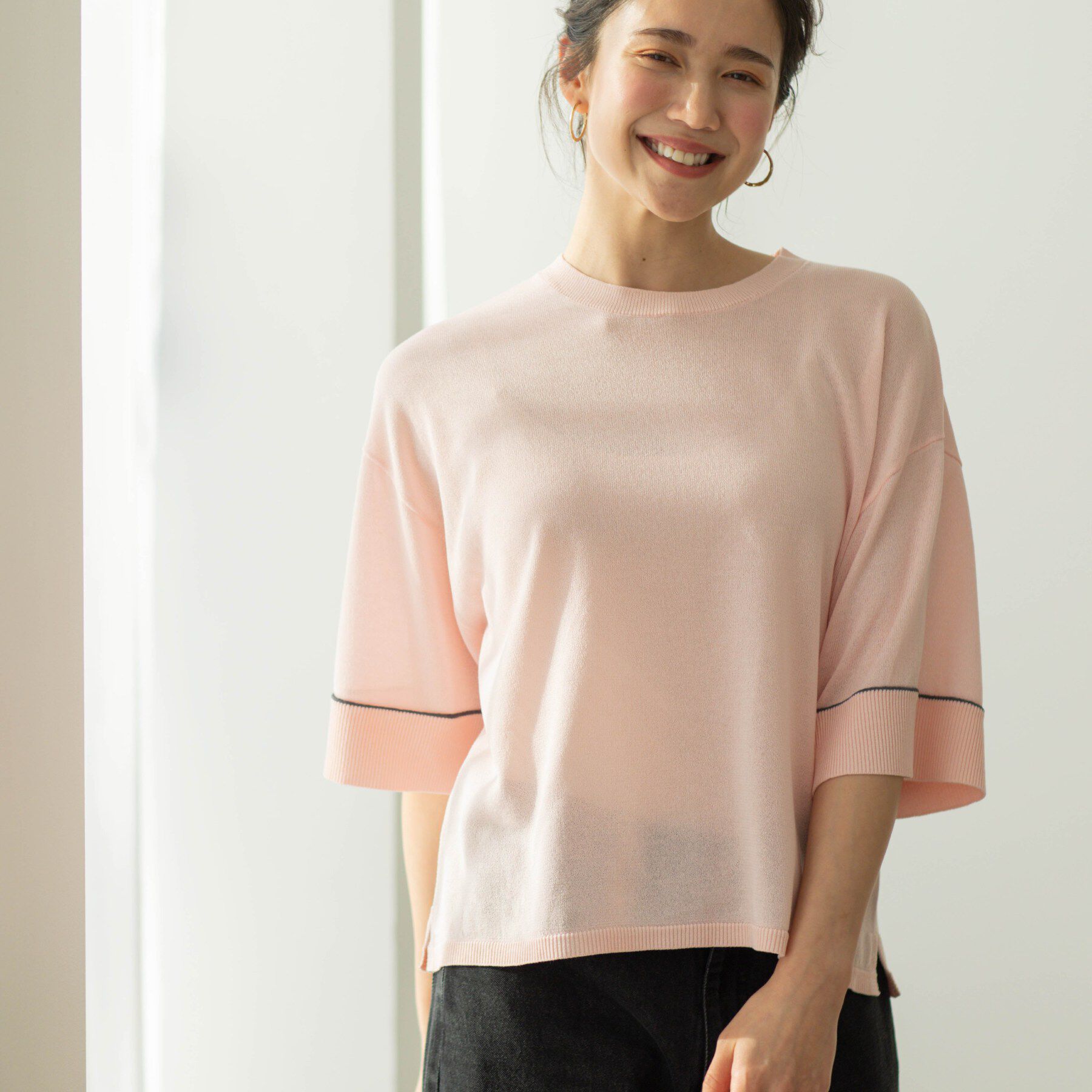 SHOO･LA･RUE「配色ラインニットTシャツ」|ニット・セーター|