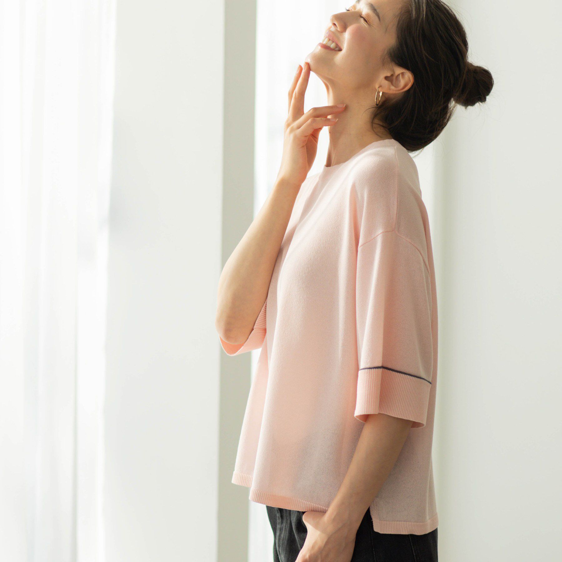 SHOO･LA･RUE「配色ラインニットTシャツ」|ニット・セーター|