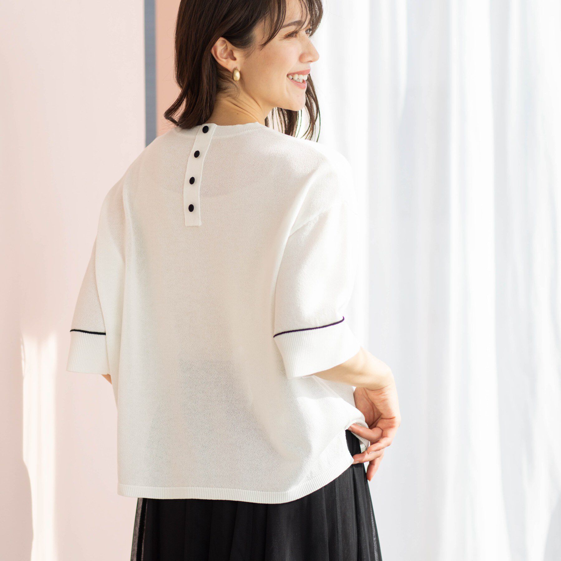 SHOO･LA･RUE「配色ラインニットTシャツ」|ニット・セーター|