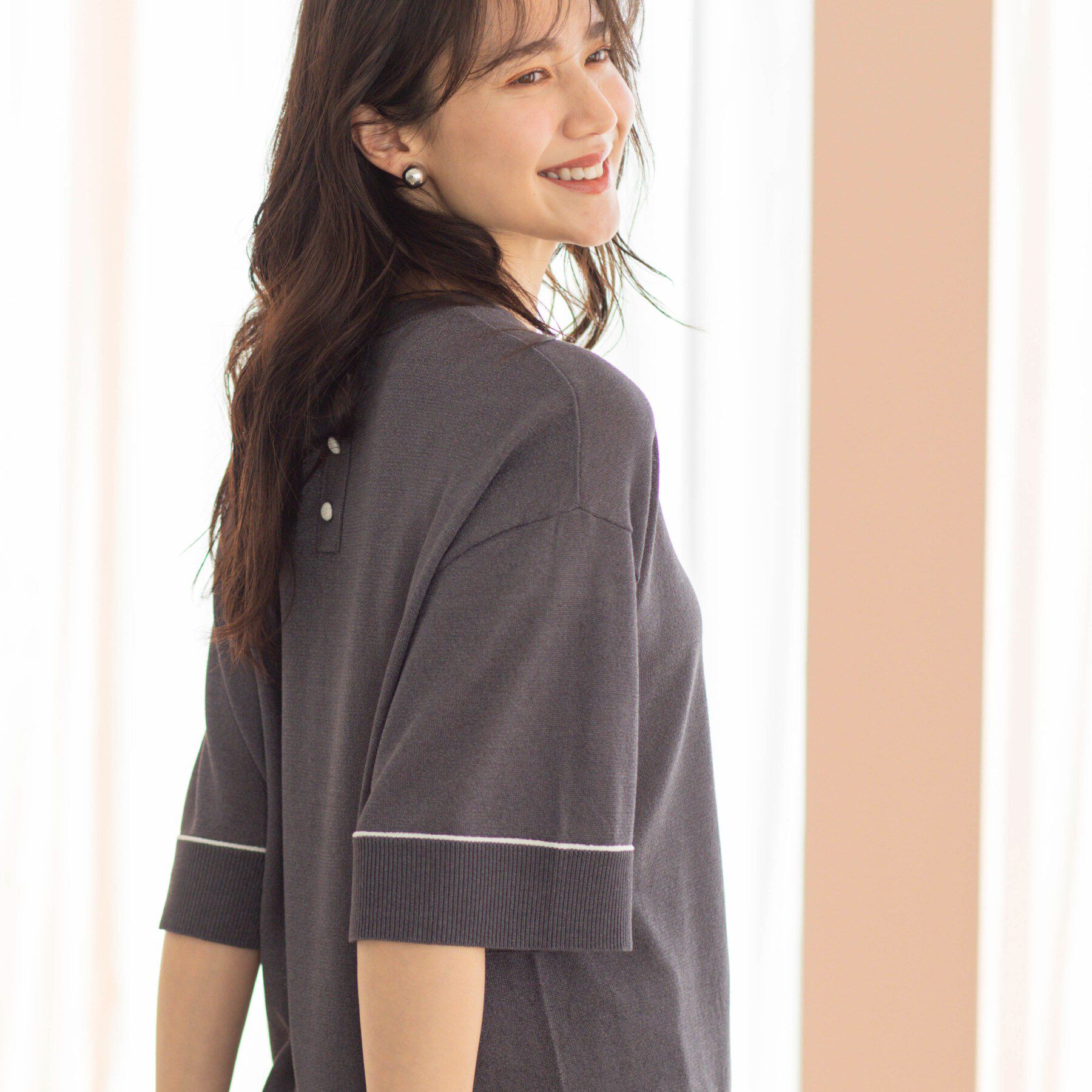 SHOO･LA･RUE「配色ラインニットTシャツ」|ニット・セーター|