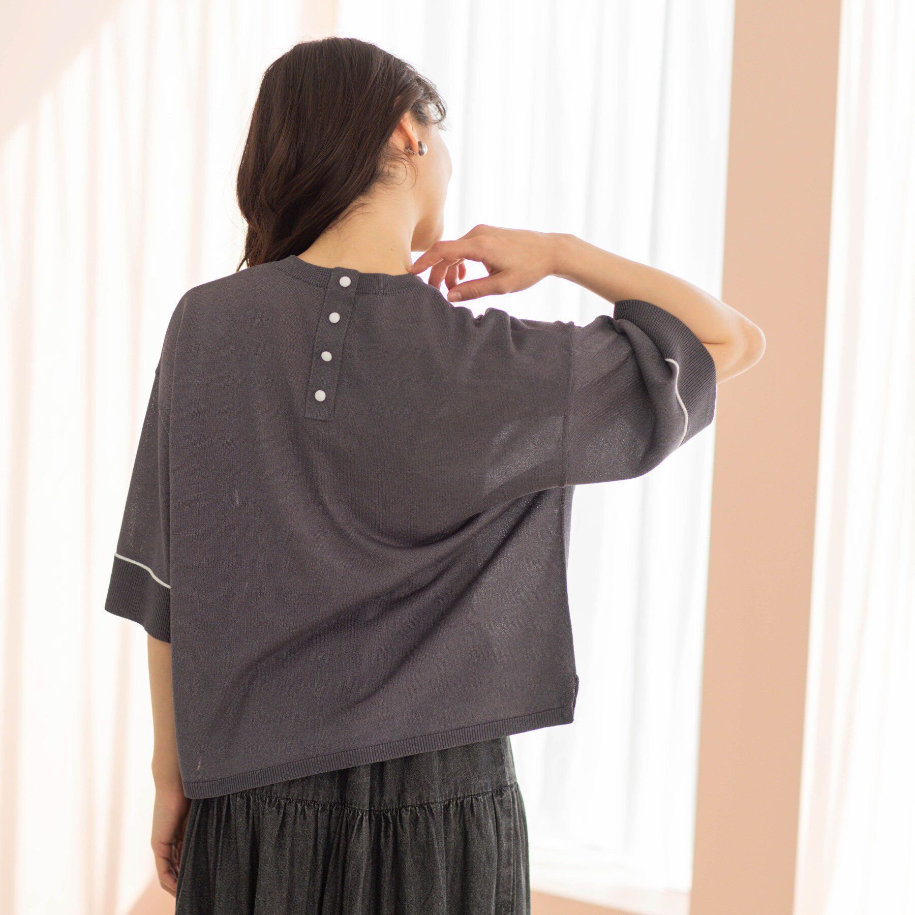 SHOO･LA･RUE「配色ラインニットTシャツ」|ニット・セーター|