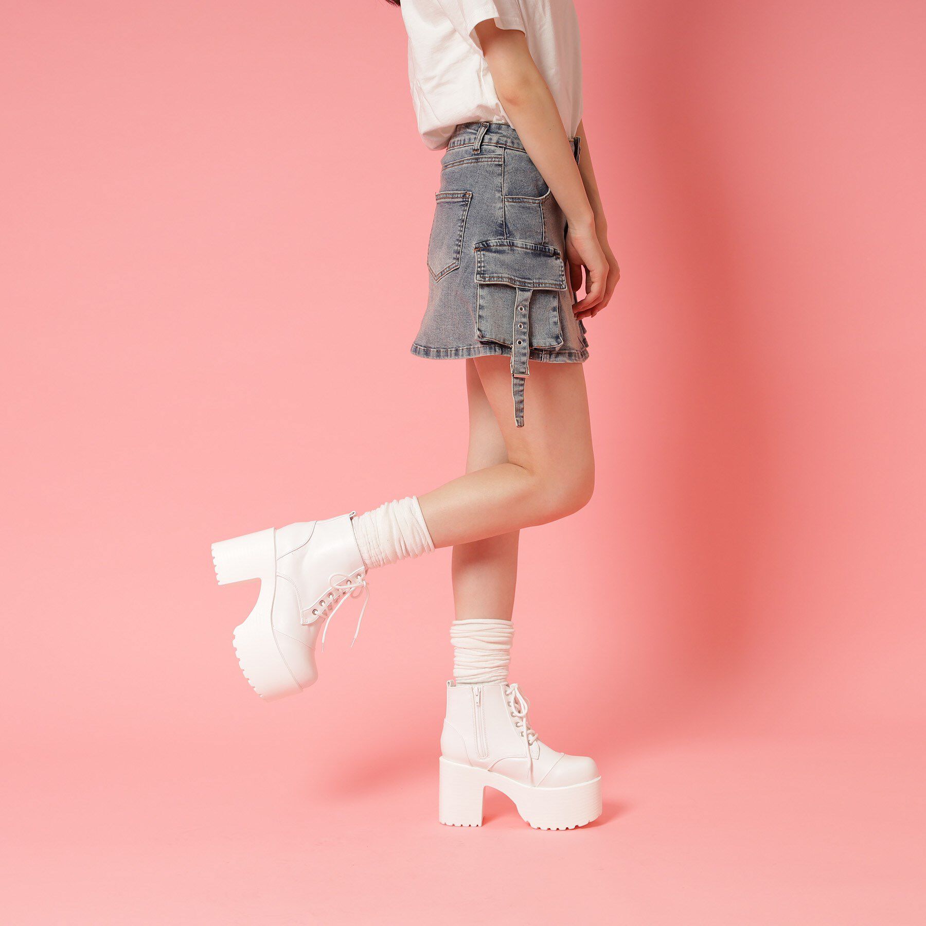 csT&P「ベルト取り外し可厚底ベルト付きブーツ」|ショートブーツ|