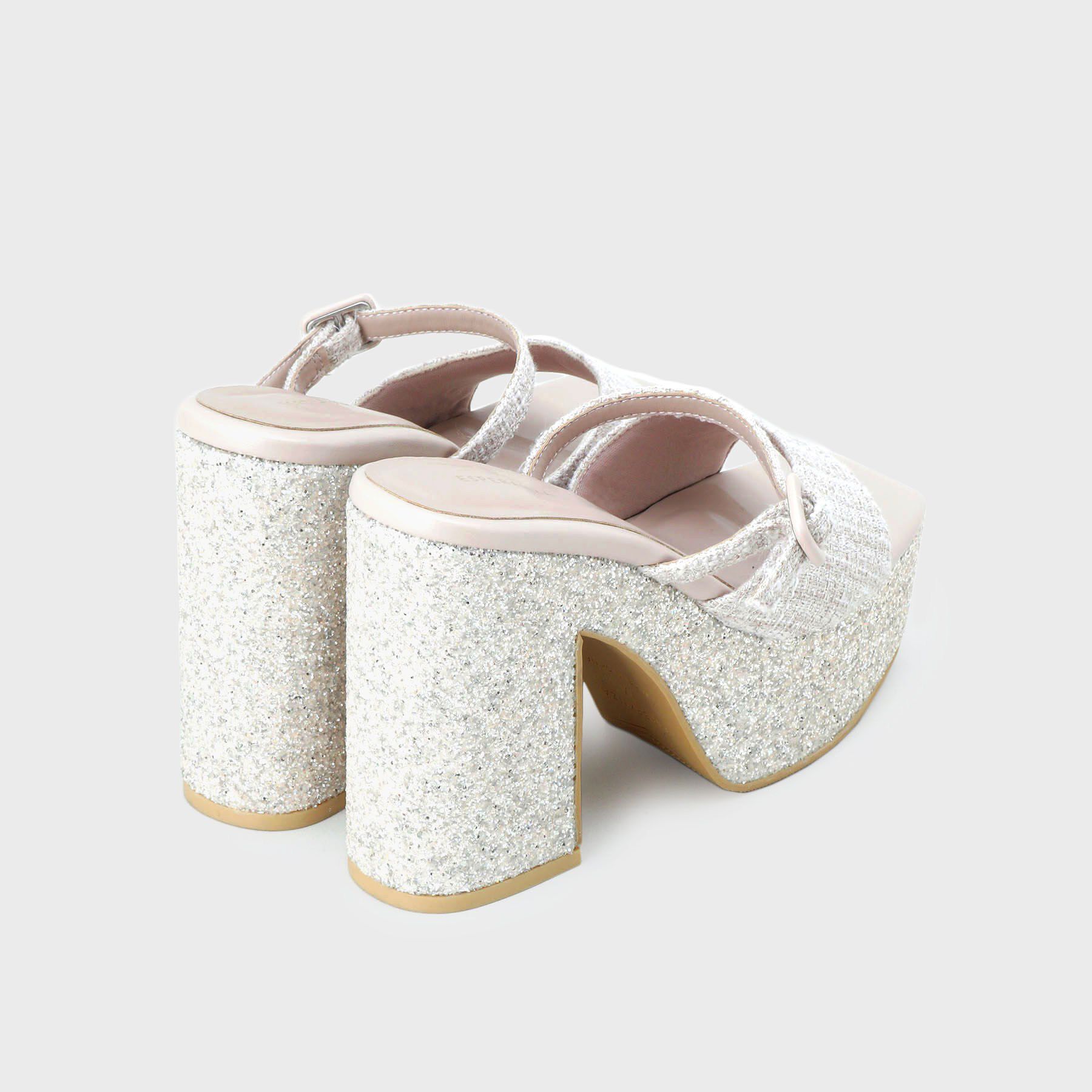 ESPERANZA「【ラク盛り／サンダル】 リピーター続出／脚長美脚 グリッターソールツイードミュール」|サンダル|