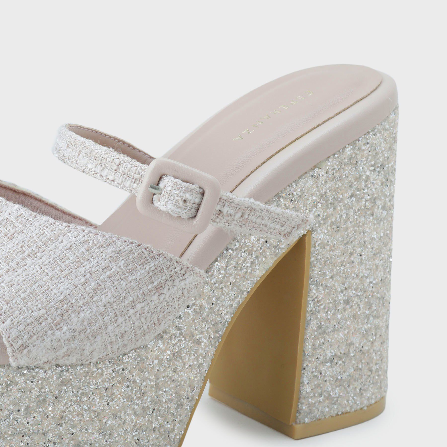 ESPERANZA「【ラク盛り／サンダル】 リピーター続出／脚長美脚 グリッターソールツイードミュール」|サンダル|