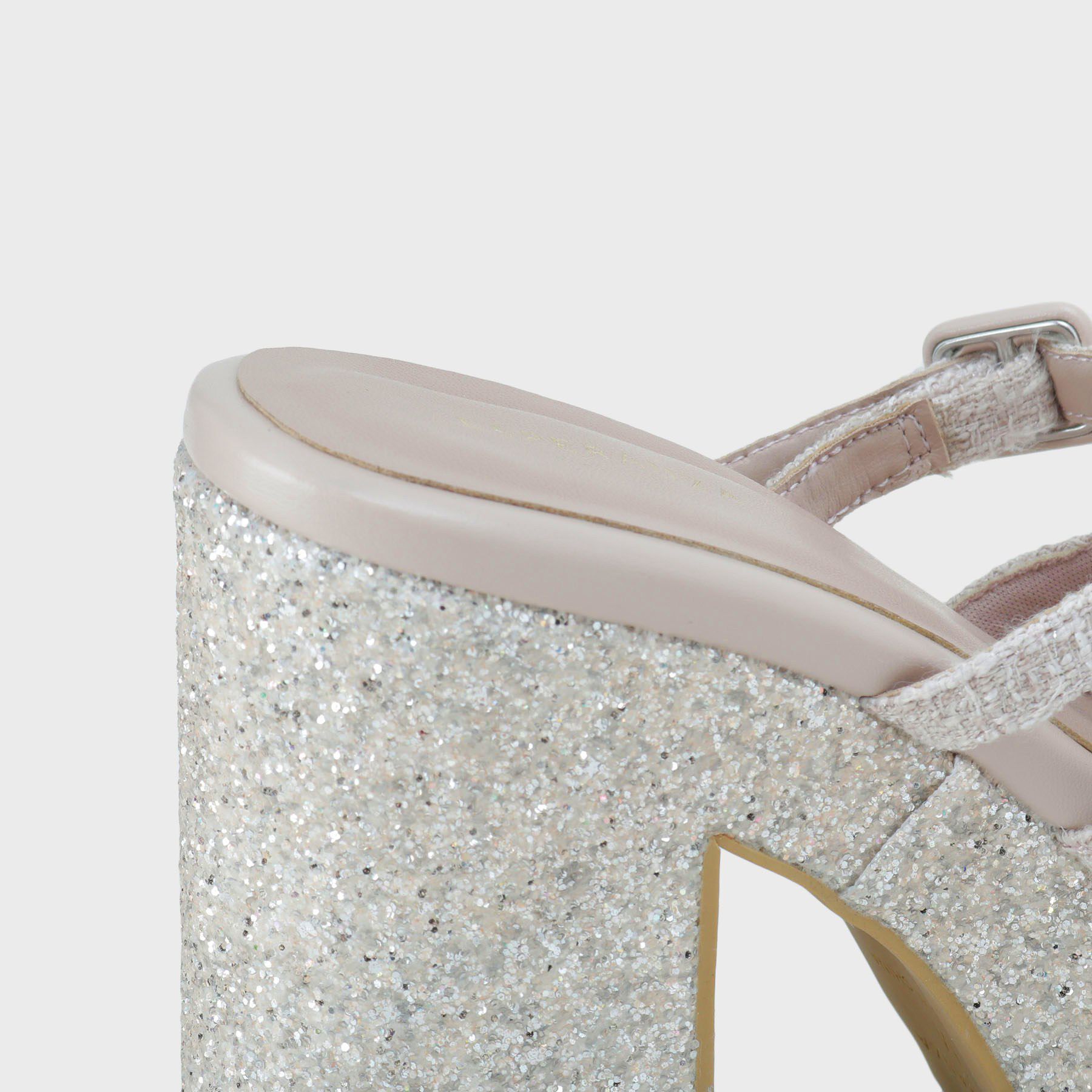 ESPERANZA「【ラク盛り／サンダル】 リピーター続出／脚長美脚 グリッターソールツイードミュール」|サンダル|