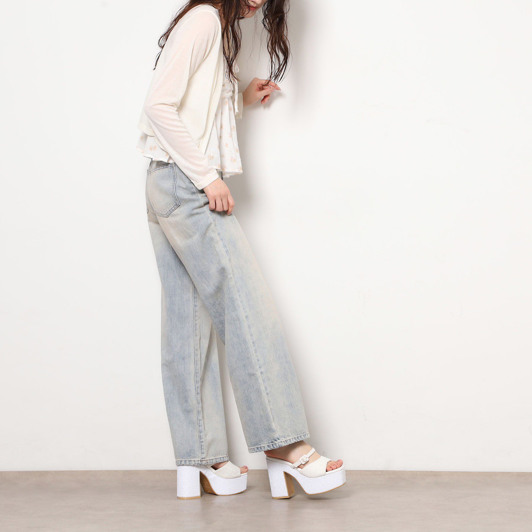 ESPERANZA「【ラク盛り／サンダル】 リピーター続出／脚長美脚 グリッターソールツイードミュール」|サンダル|