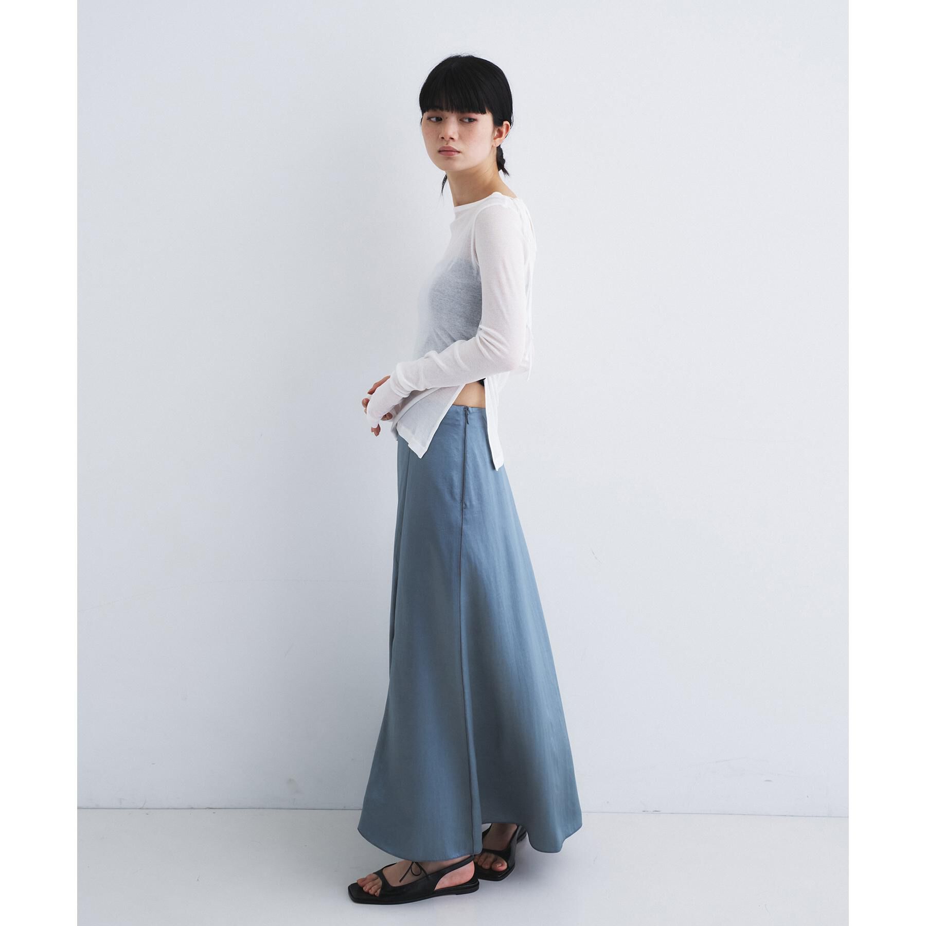 CODE A「satin slit flare skirt」|スカート|