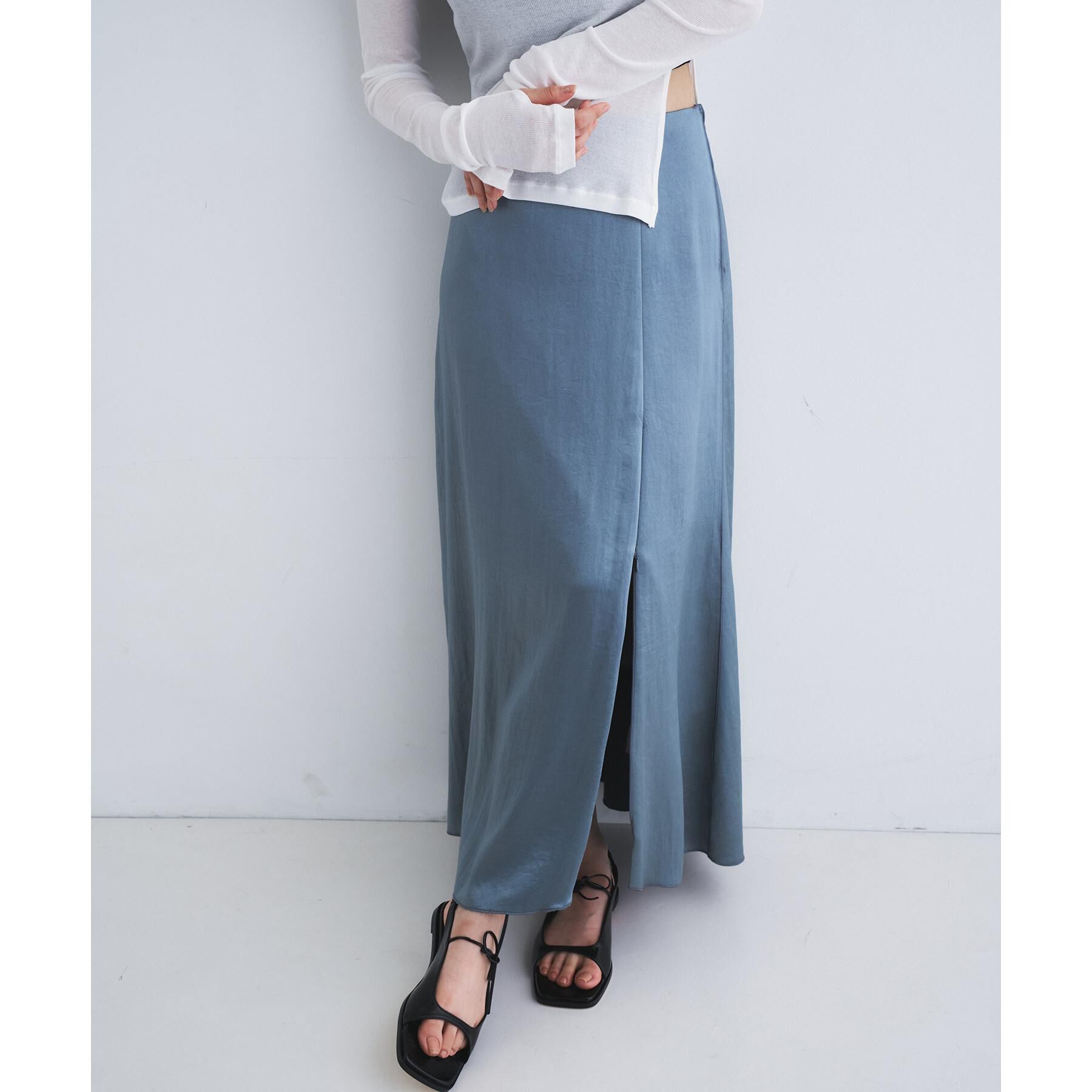 CODE A「satin slit flare skirt」|スカート|
