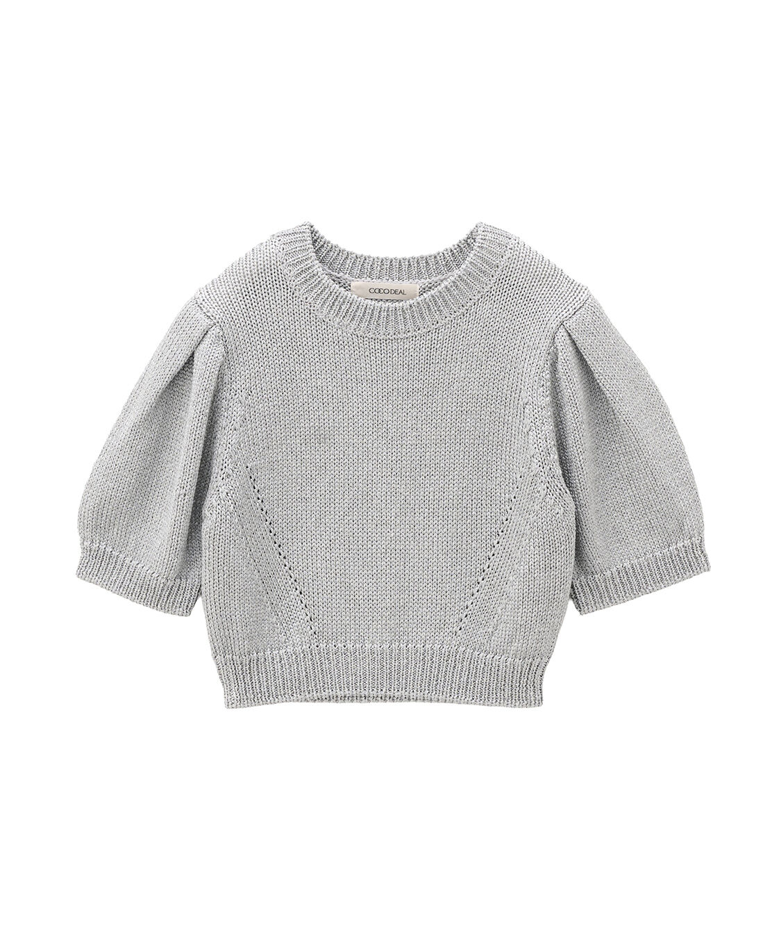 COCO DEAL「シャイニーリリヤーンハーフスリーブニット」|ニット・セーター|グレー