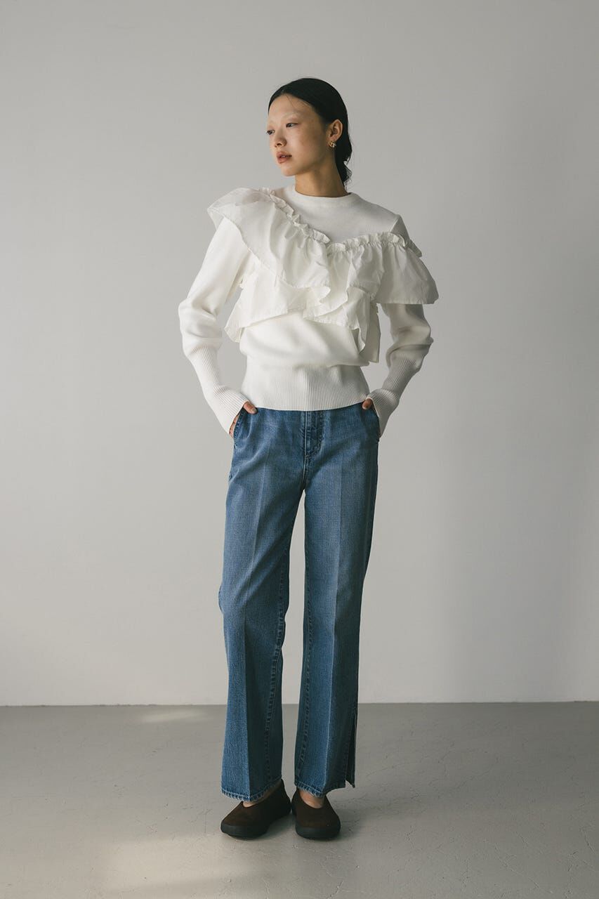 STYLEMIXER「アシンメトリーフリルニットトップ」|ニット・セーター|