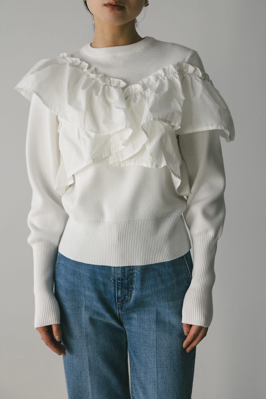 STYLEMIXER「アシンメトリーフリルニットトップ」|ニット・セーター|