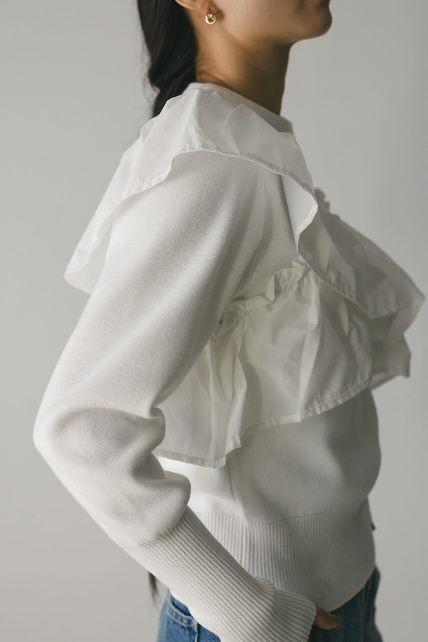 STYLEMIXER「アシンメトリーフリルニットトップ」|ニット・セーター|