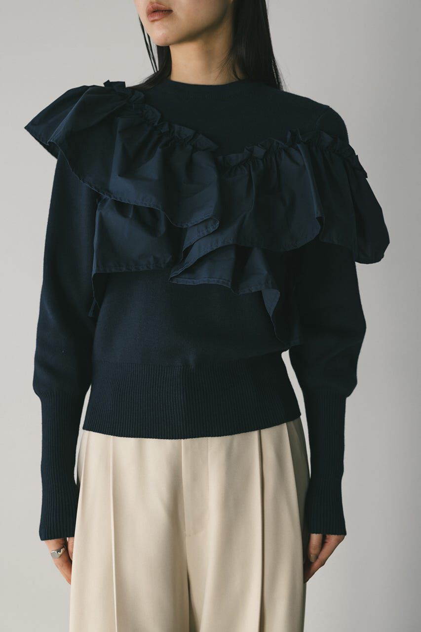 STYLEMIXER「アシンメトリーフリルニットトップ」|ニット・セーター|