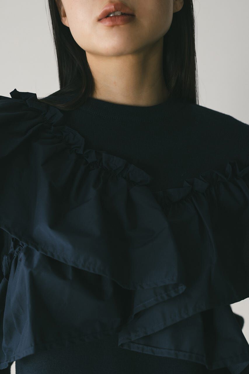 STYLEMIXER「アシンメトリーフリルニットトップ」|ニット・セーター|