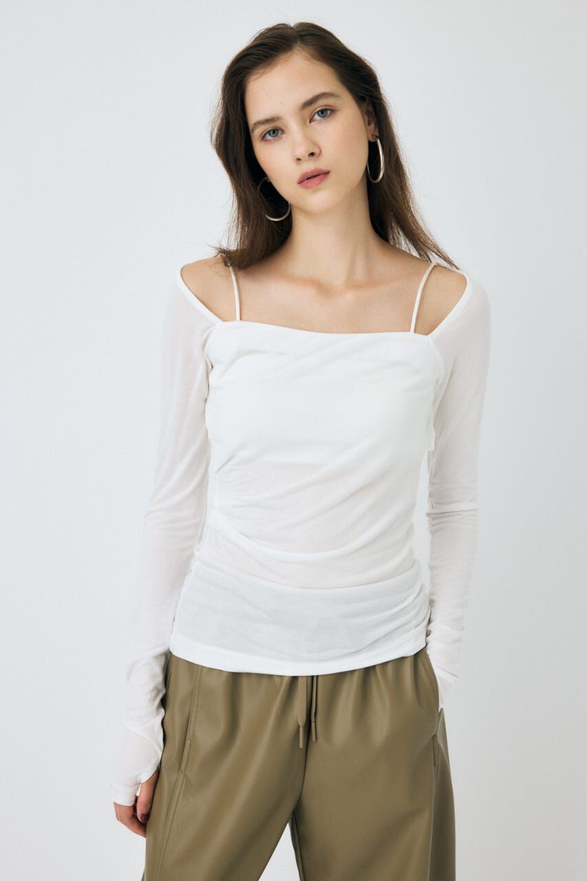 MOUSSY「SQUARE NECK GATHER トップス」|Tシャツ・カットソー|