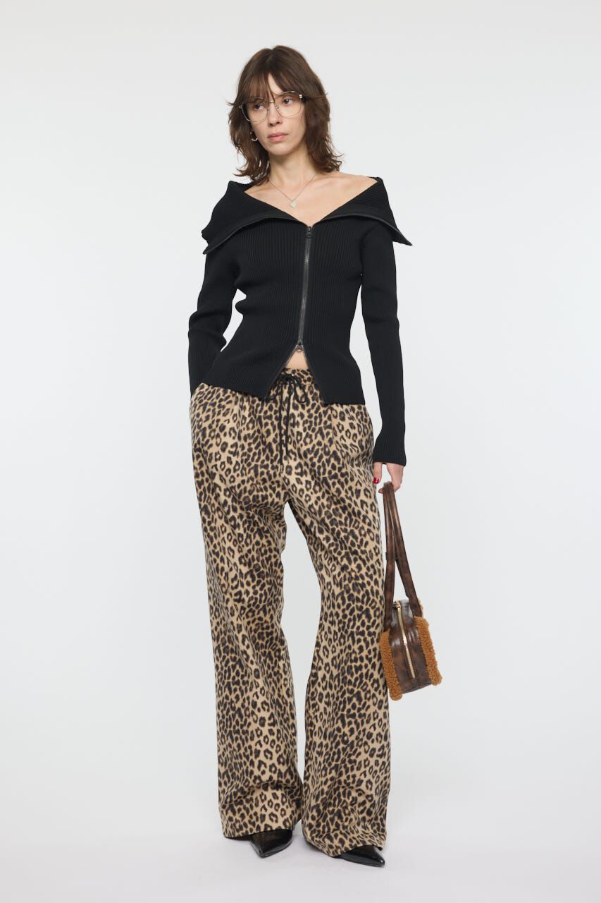 MOUSSY「BIG COLLAR ZIP UP ニットトップス」|ニット・セーター|