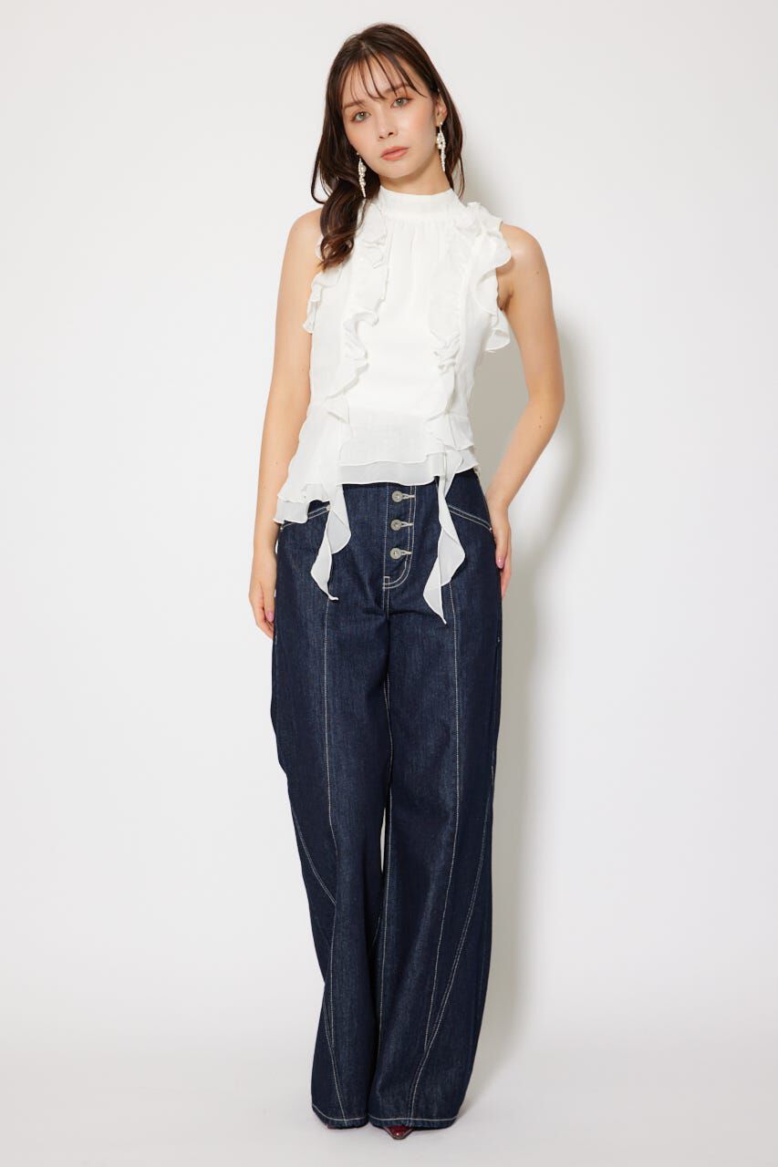 rienda「ボウタイフリルペプラムブラウス」|シャツ・ブラウス|