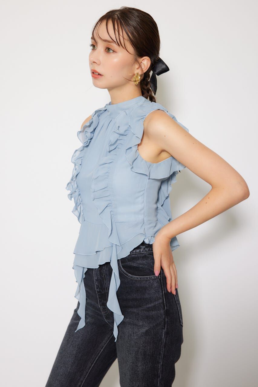 rienda「ボウタイフリルペプラムブラウス」|シャツ・ブラウス|