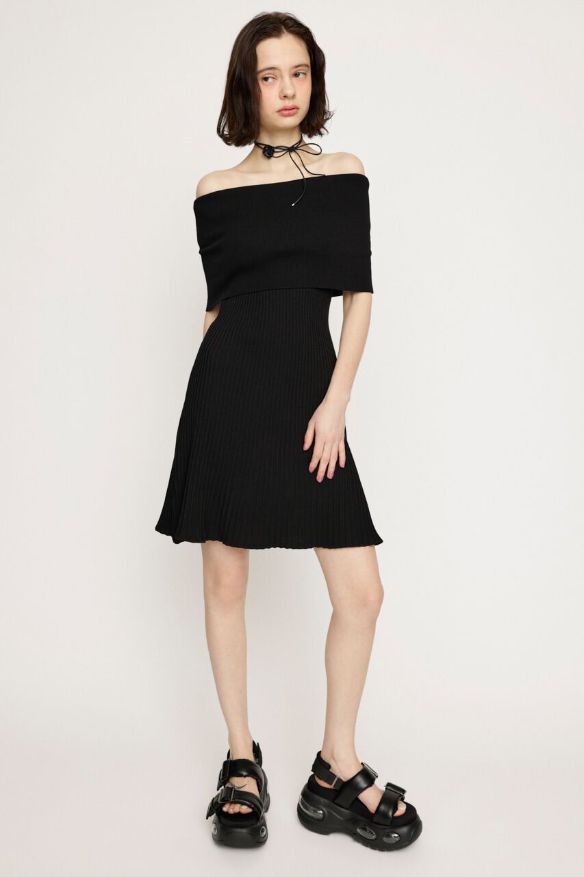 SLY「OFF SHOULDER RIB KNIT ショートワンピース」|ワンピース|