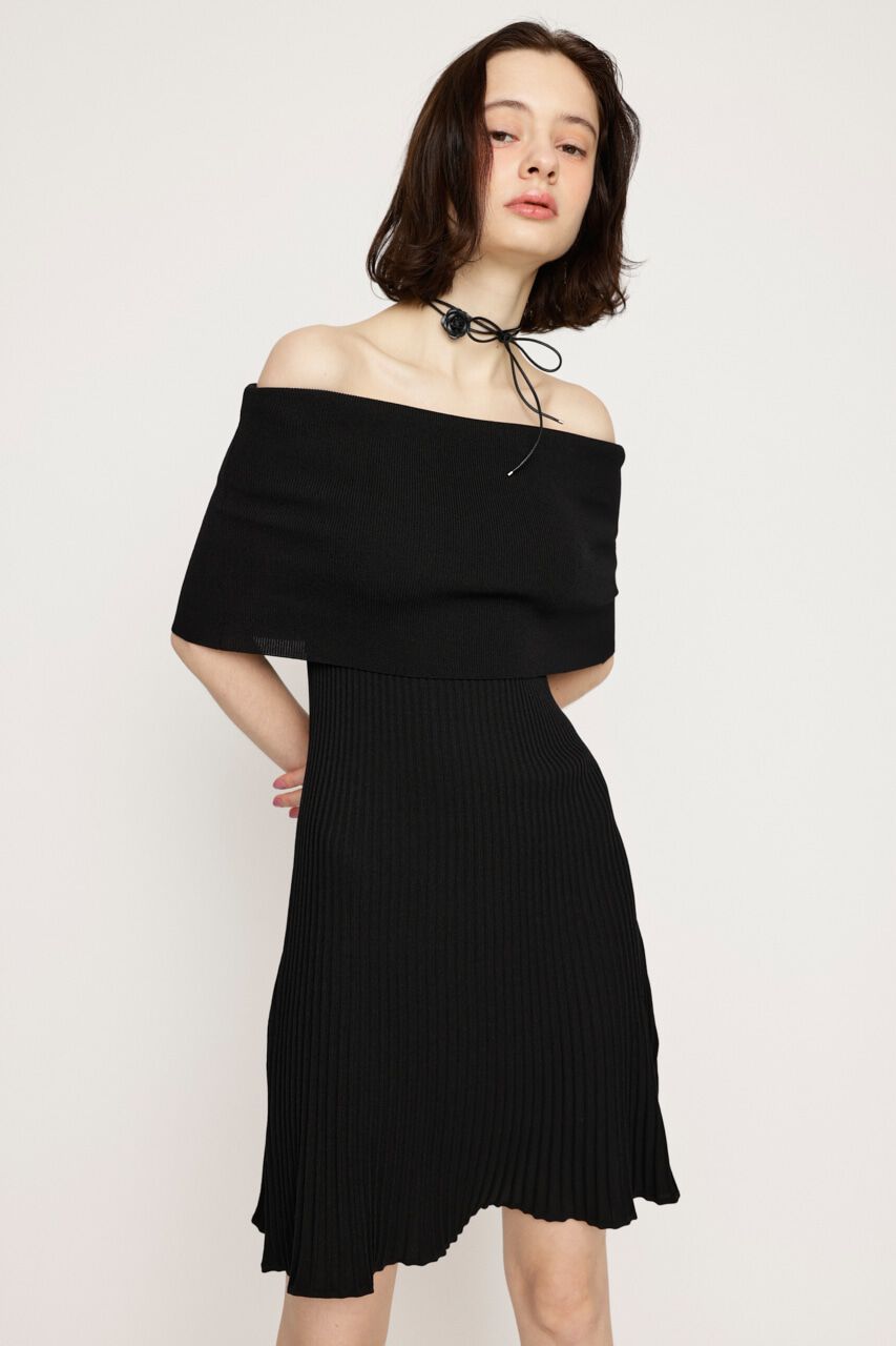 SLY「OFF SHOULDER RIB KNIT ショートワンピース」|ワンピース|
