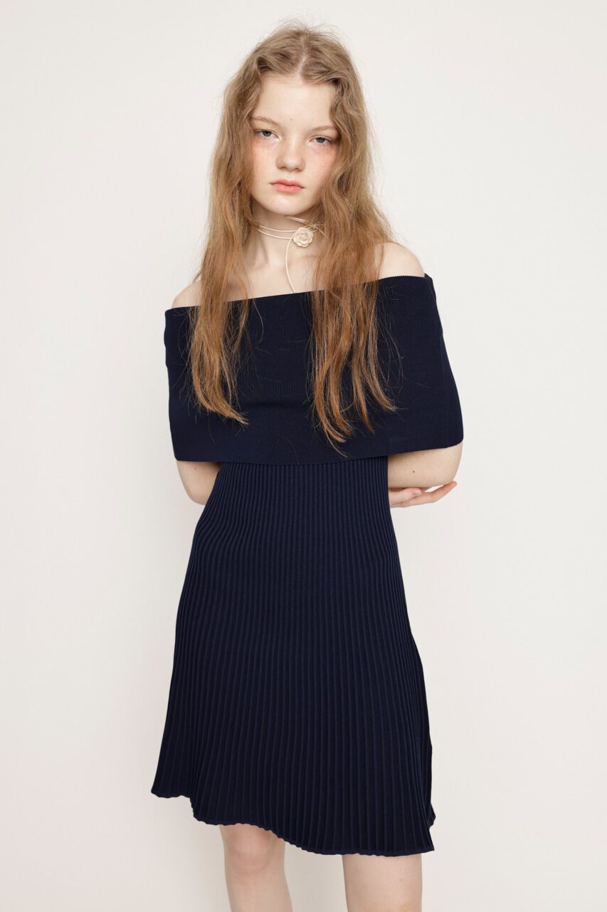 SLY「OFF SHOULDER RIB KNIT ショートワンピース」|ワンピース|