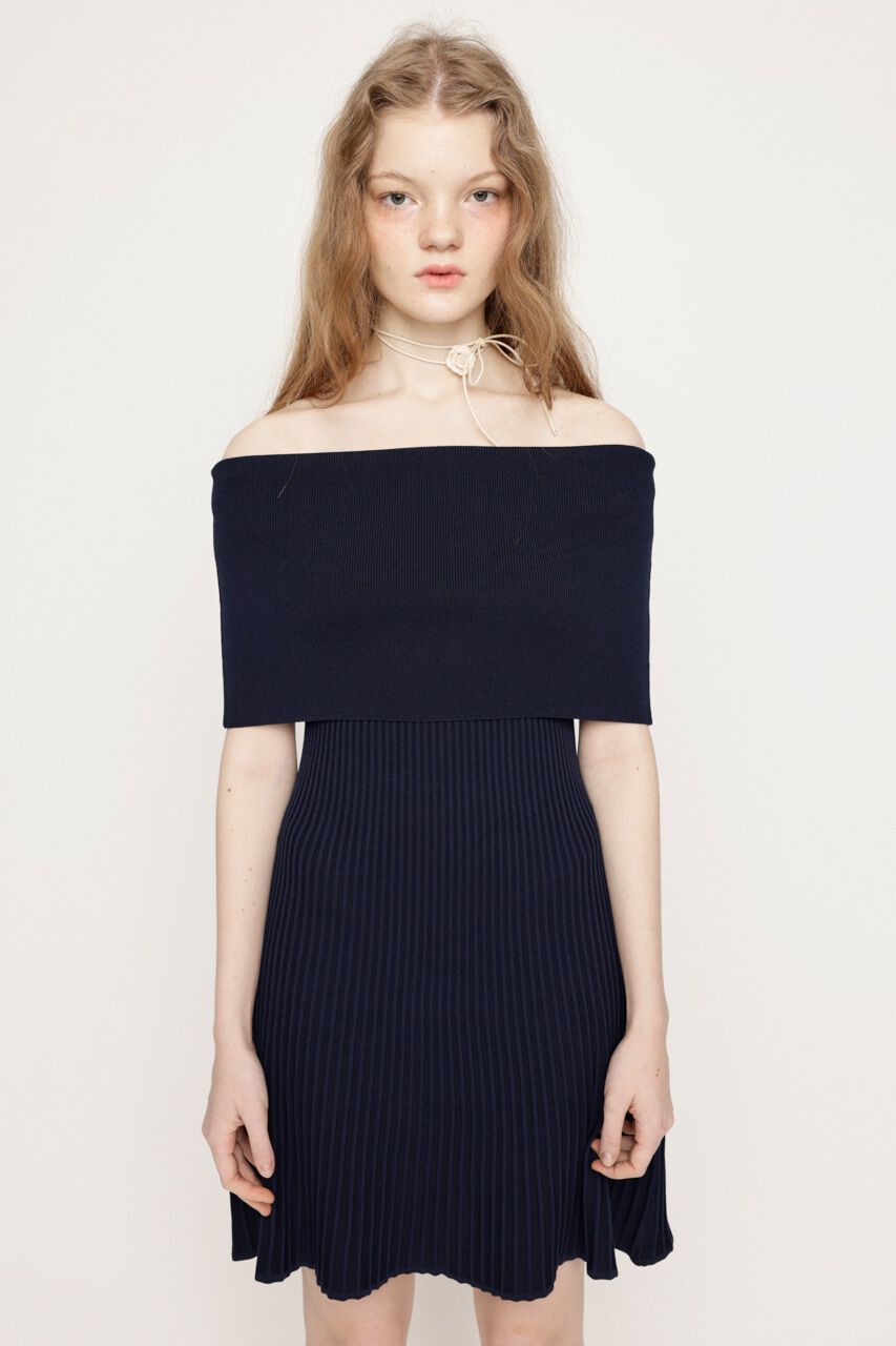 SLY「OFF SHOULDER RIB KNIT ショートワンピース」|ワンピース|