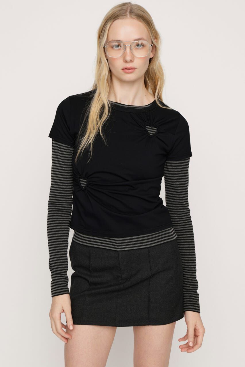 SLY「HEART HOLE 2P トップス」|Tシャツ・カットソー|M/BLK7