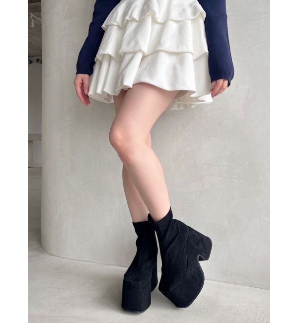 RESEXXY「【追加生産分】厚底スエードショートブーツ」|ショートブーツ|