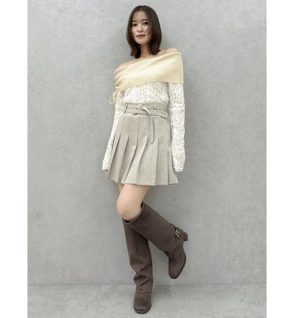 dazzlin「レースレイヤードリブニットトップス」|ニット・セーター|