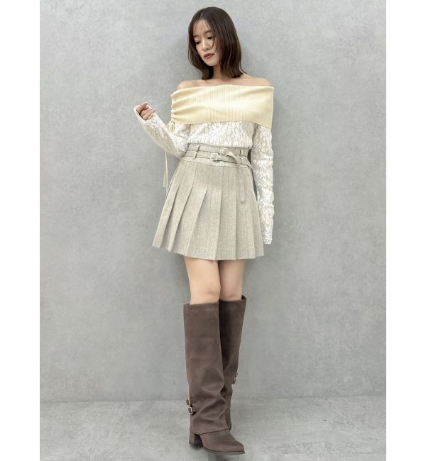 dazzlin「レースレイヤードリブニットトップス」|ニット・セーター|