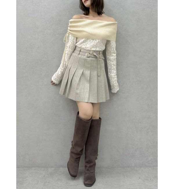 dazzlin「レースレイヤードリブニットトップス」|ニット・セーター|