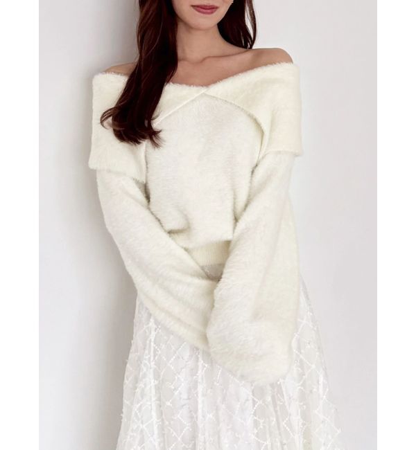 dazzlin「2WAYミニシャギーオフショルニット」|ニット・セーター|