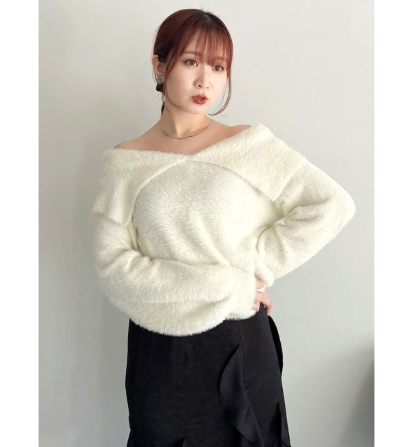 dazzlin「2WAYミニシャギーオフショルニット」|ニット・セーター|