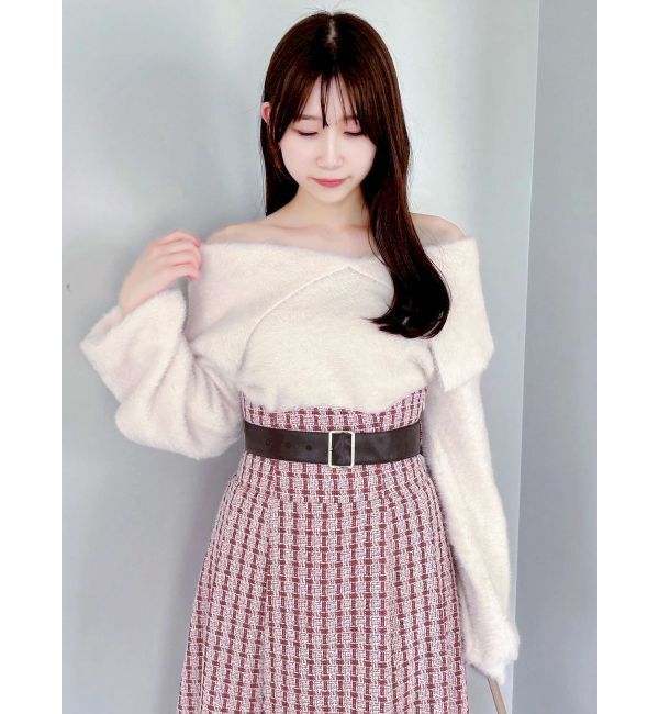 dazzlin「2WAYミニシャギーオフショルニット」|ニット・セーター|ピンク