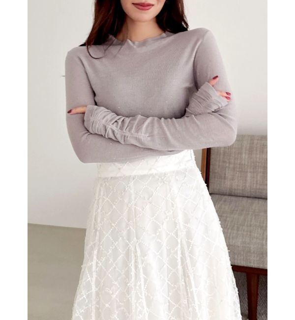 dazzlin「バックオープンスパンコールシアーニットトップス」|ニット・セーター|